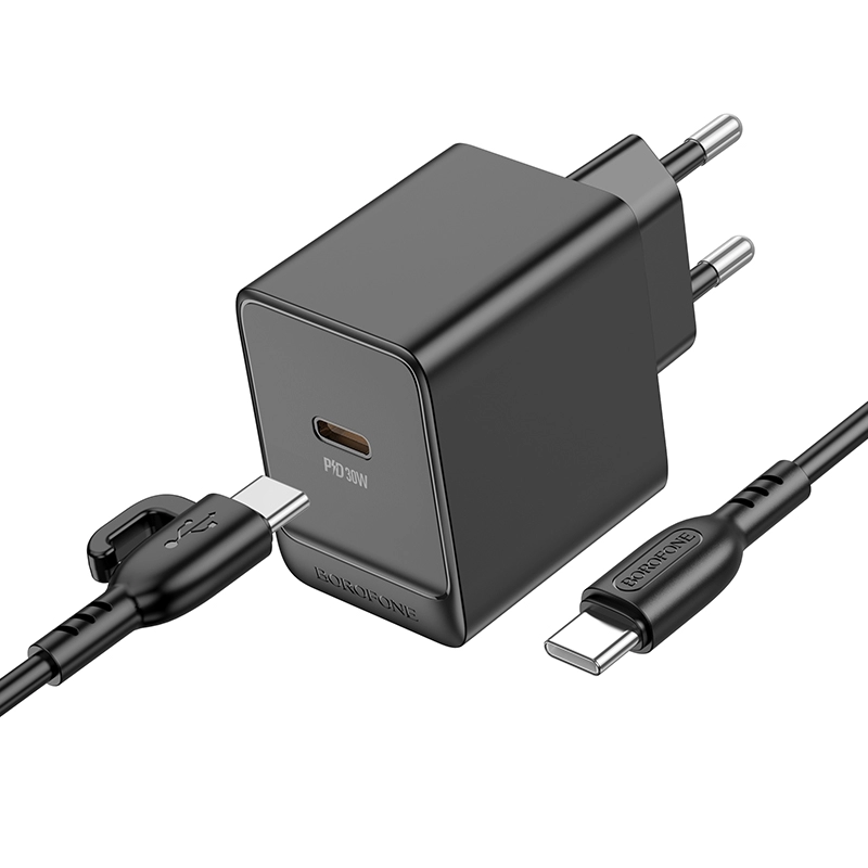 Зарядное 30W + кабель Type-C на Type-C 1м, BOROFONE BAS15A, черный